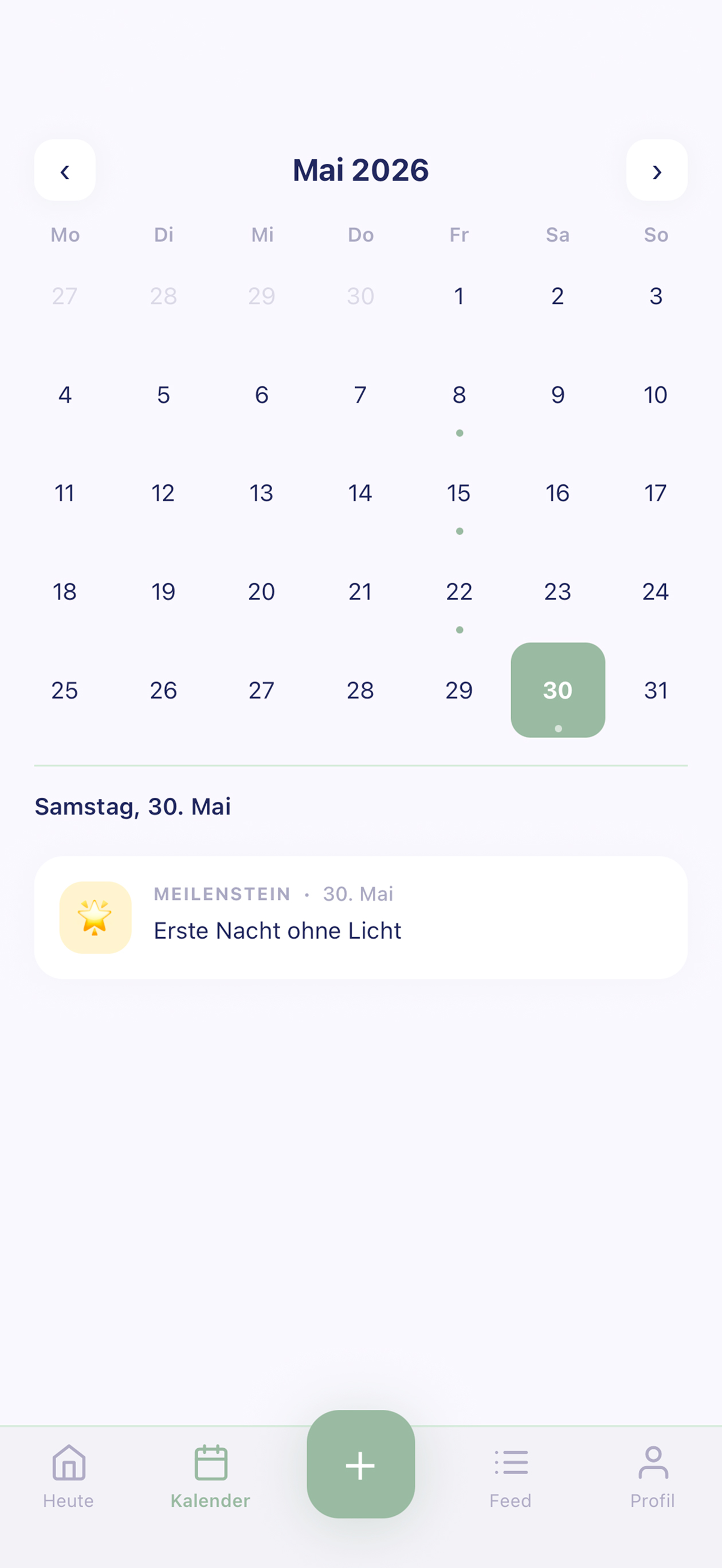 Kalender-Ansicht mit Erinnerungen in KIBUK